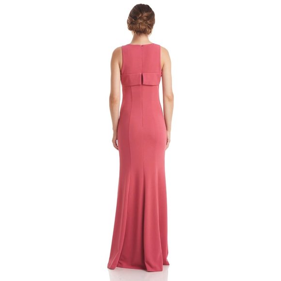 Js Collections Bow Detail Halter Long Gown Leg Slit Antique Rose 12 - Picture 3 of 5